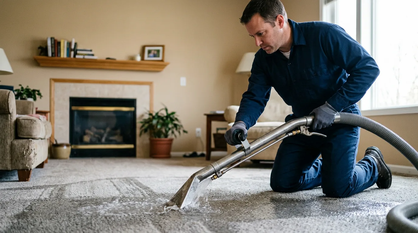Water damage restoration technician working near Plymouth, UT